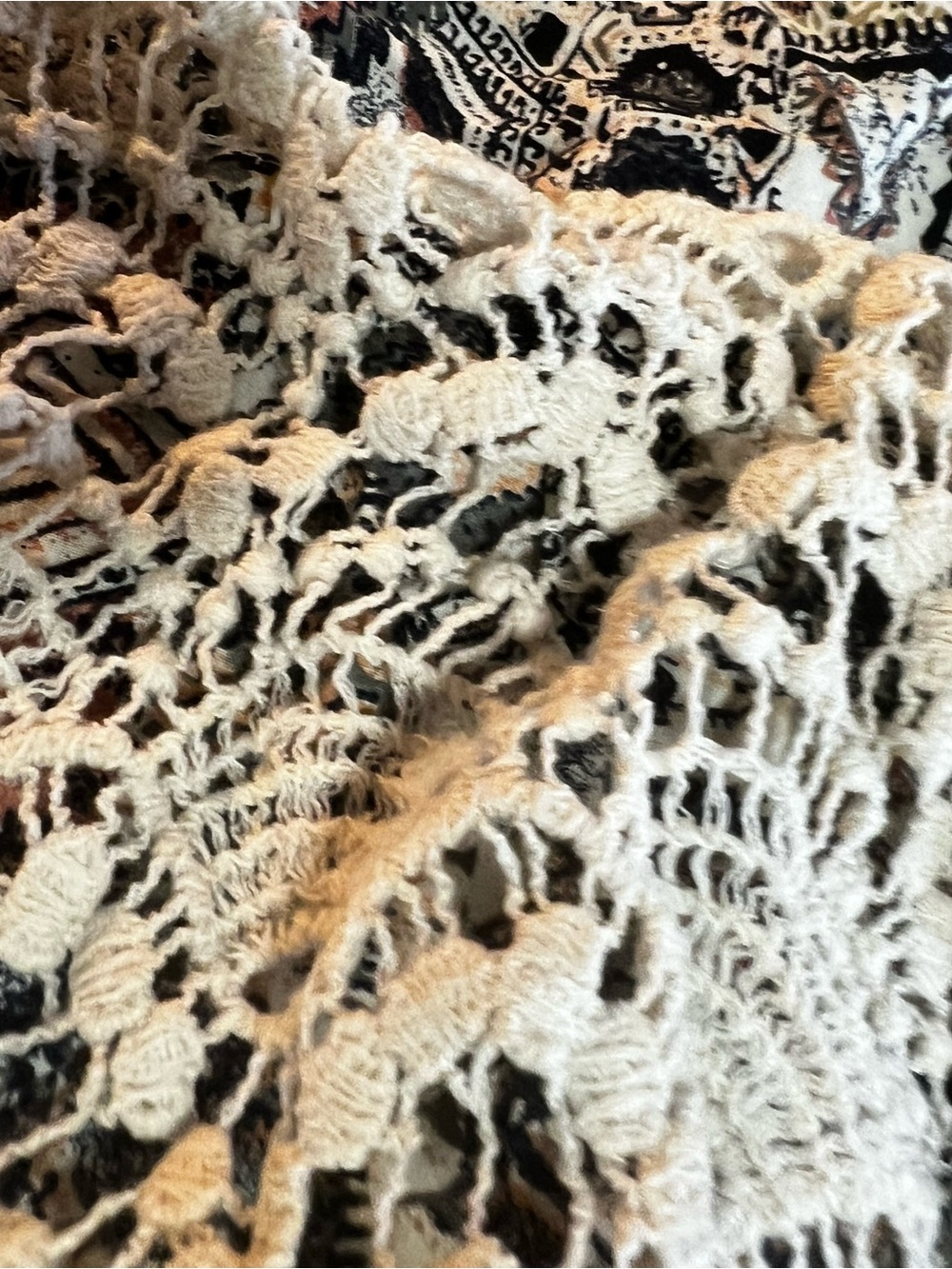 BKE Cream Beaded Crochet V-Neck 3/4 Sleeve BoHo Size M - Picture 11 of 15